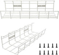 COYACOOL Under Desk Cable Tray - 2 Pack Cable Raceway for Wire Management. Metal Wire Organizer for Office, Studio and Home. Super Sturdy Cord Organizer for Desk - White Cable Management Under Desks