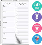 321Done Meal Planning Notepad - 50 Sheets (5.5x8.5) - Perforated Weekly Meals Planner Shopping List Menu Groceries Grocery List, Tear Off Memo Pad - Made in USA - Simple Script