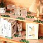 Monstera Shelf Liner for Drawers and Cabinets - Non Adhesive Waterproof Washable Cabinet Liner, Decorative Tropical Leaves Contact Paper for Kitchen Shelves, Pantry, Closet, Fridge
