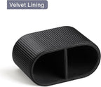 MEIBOOCH PU Leather Pen Holder for Desk, Small Remote Control Holder Pencil Cup Multifunctional Desktop Organizer Caddy for Home School Office Desk Accessories - 2 Compartments (Black Ribbed Texture)