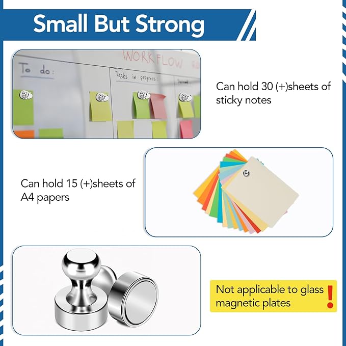 LOVIMAG Fridge Magnets 18Pcs Refrigerator Whiteboard Small Strong Magnet Classroom Kitchen Accessories Decorative Locker Set Decor Must Haves Office Calendar Refrigerador Magnetic Cute Crafts Silver