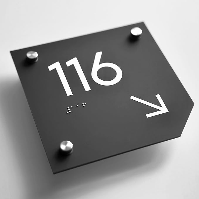 Bsign Office Door Numbers - Acrylic Room Signs - Gray Door Plates
