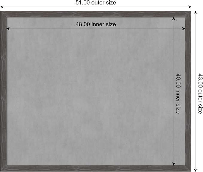 Amanti Art Grey Framed Magnetic Board 43x51 Oversize Vision Board for use with Magnets, 100% Metal Sheet to Display Items as Office Decor or for Home Organization in mudroom, Kitchen or Kids Room