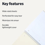 Amazon Basics Wide Ruled Spiral Notebook, 70 Sheets, 7-1/2" x 10-1/2", 3 pack, Assorted Pastel Solid Colors