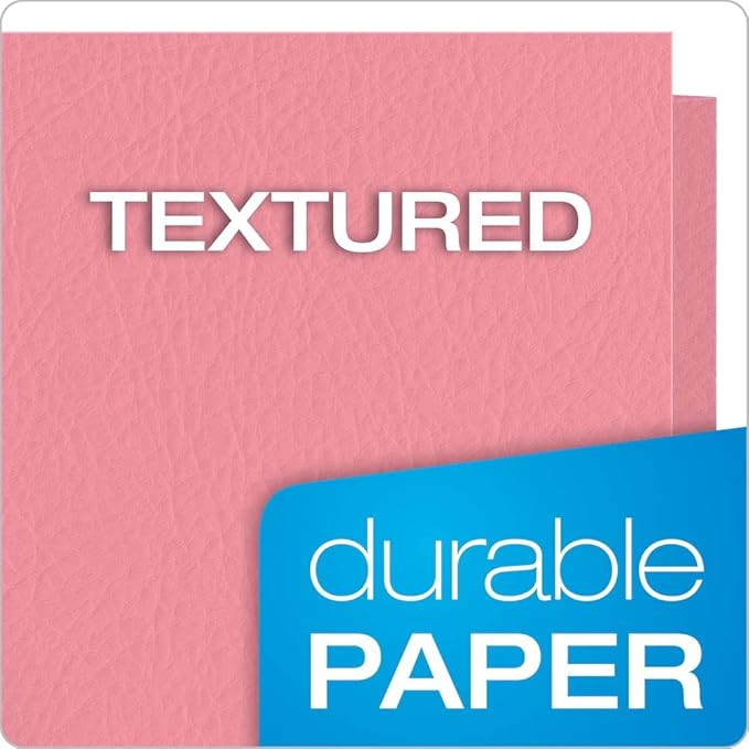 Oxford Twin-Pocket Folders, Textured Paper, Letter Size, Pink, Holds 100 Sheets, Box of 25 (57568EE)