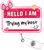 Aoryalps Trying My Best Retractable Badge Reel Holder Retractable with ID Clip for Nurse Nursing Name Tag Card Nursing Student Teacher Doctor Medical Assistant Work Office Clip-Gifts for Nurse