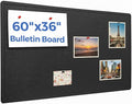 DexBoard 60 x36 inch Large Bulletin Board for Wall | Felt Pin Board with 30 Push Pins | Foldable Picture Display Board for Home, Office & School | Self-Adhesive Mounting (Black)