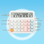 Pendancy Calculators Desktop 12 Digit, Gradient Pink Cute Basic Calculator with Extra Large LCD Display and Buttons, for Office, School, Home Use