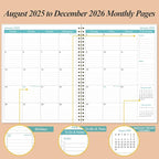 2026-2027 Planner - Weekly & Monthly Planner from January 2026 - June 2027, Planner 2026-2027 with Elastic Closure, Inner Pocket, 8.5" x 11", Rose Leaf