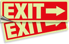 iSYFIX Exit Stickers Signs with Directional Right Arrow 2 Pack 12x4 Inch - Glow in the Dark Photoluminescent Vinyl for Office, School, Business, Warehouse - UV & Weather Resistant for Indoor/Outdoor Use