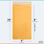 Small Kraft Bubble Mailers 5x10 inch #00 | Self Seal Padded Envelopes | Cushioned Bubble Mailer | Usable Size 5x9 | Lightweight mailing Shipping Bags For Package | 250 Pack Bulk | Made In USA