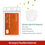 Turxayox 50 Pcs Clear ID Badge Holder, Vertical Plastic Name Tag Protector, Key Card Badge Holders with Waterproof Resealable Zipper for Nurses, Office, School and Lanyards Use