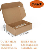 PHAREGE 7x5x2 inch Shipping Boxes 6 Pack Brown, Tab Lock Tuck Top Mailer Boxes for Packaging Small Business, Small Cardboard Gift Boxes for Wrapping Mailing Present