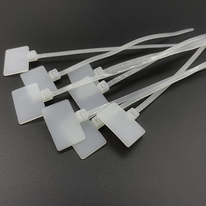 Waterproof Shipping Tags, Self Locking Nylon Writable Marker Ties Luggage Identification Tags, Plastic Straps Label Mark Tag, Seal Tags Zip Tie for Labeling 100pcs (White)