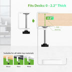 KEEGH 16" Under Desk Cable Management Tray, 2 Pack Desk Cord Organizer Upgrade Capacity, Drill Free Clamp/Screw Mount, Sturdy Metal Tray for Connect Cables, Home, Office, White
