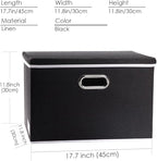 PRANDOM Large Foldable Storage Boxes with Lids [5-Pack] Organizer Containers Baskets Cube with Cover for Home Bedroom Closet Office Black17.7x11.8x11.8 For 6+ Year Old Boys and Girls