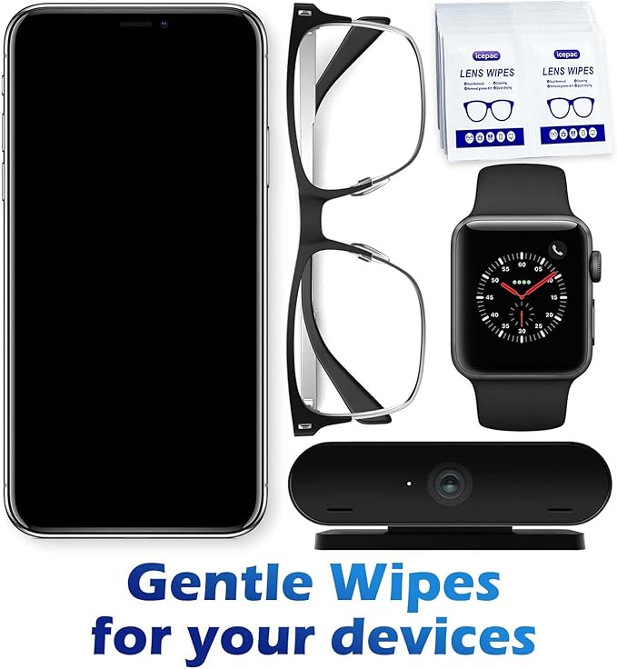 220 Lens Cleaning Wipes for Eyeglasses - Pre-moistened, Individually Wrapped | Scratch-Free, Streak-Free for Sunglasses, Camera Lenses, Phone Screens | Ideal for Home, Travel & Office