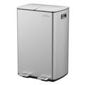 mVm Kitchen Trash Can,2x8 Gallon (2x30 L) Dual Compartment Garbage can Recycle Bin Combo with Foot-Pedal,Anti-Fingerprint,Soft-Close,Brushed Stainless Steel Trash can for Kitchen, Living Room(Silver)