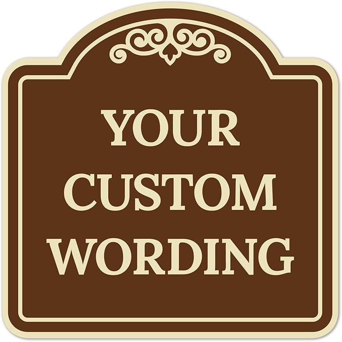 Custom Decorative Sign, Personalized Metal Sign for Business, Driveway, Home, Airbnb, Office Door Plaque, Brown Background Sign, 8x8 Inches, ACM, Fade Resistant, Made in USA by Sigo Signs