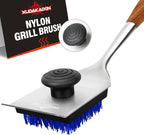 XUDAKAIXIN Grill Brush and Scraper, Dual Grip Design,Extra Strong BBQ Cleaner Accessories,Safe Nylon Bristles Barbecue Triple Scrubbers Cleaning Brush for Cast Iron Grates/Porcelain/Charcoal Grill