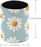 Leather Pen Holder for Desk, Daisy Pencil Cup Desktop Organizer Makeup Brush Holders Office Supplies for Home, Kids & School