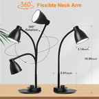 BOHON LED Desk Lamp with USB Charging Port 3 Color Modes Dimmable Reading Light Intelligent Induction Auto Dimming Task Lamp Neck Flexible Table Lamp for Bedside Office, AC Adapter Include