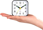 Tinload Small Battery Operated Analog Travel Alarm Clock Silent Non Ticking, Gentle Wake, Ascending Beep Sounds, Snooze,Lighted on Demand, Easy Set(Black)