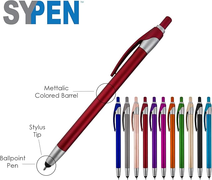 Personalized With your Custom Logo or Text Pens-Pack of 300- for Marketing, Parties, and Events, 2 in 1 Capacitive Stylus & Ballpoint Pen Compatible With Touchscreen Devices, Blue Ink, Orange Pens