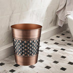 Monarch Abode Metal Bathroom Trash Can – Waste Basket for Bedroom, Office Desk, & Dorm, Handcrafted Geo Embossed, Durable Decorative Antique Copper Small Trash Can Bathroom Garbage Bin Wastebasket