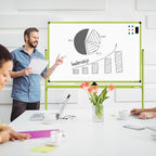 Large Dry-Erase Rolling Magnetic Whiteboard - 48 x 32 Inches Dry Erase Board with Stand Height Adjust Double Sides Mobile White Board Easel on Wheels with 25 Sheets Paper Pad Office, Home & Classroom