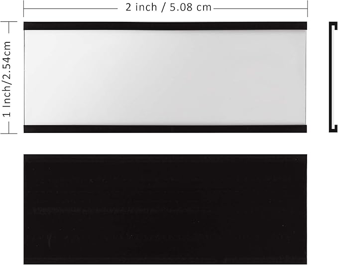 LLPT Magnetic Label Holder 2” x 1” 50 Packs C Channel 300g White Paper Cards Protective Film Strong Removable for Shelf White Board Toolbox Metal Wall Cabinet Drawer(MH2150)