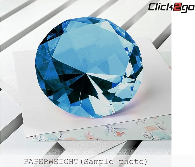 click2go 2” / 60 mm Diamond Shaped Glass Crystal Paperweight – Home Office Decor & Valentine's Day Gift Wedding Favors Centerpieces Decoration with Gift Box (Turquoise)