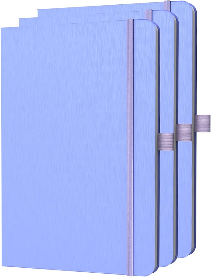 ONAVIA A5 Lined Journal Notebook, 7mm College Ruled Notepad, Journaling for Writing, Work, School, Travel and Note Taking, Hardcover 160 Pages (80 Sheets) 5.79 x 8.3 inches (3 Pack Cornflower Blue)