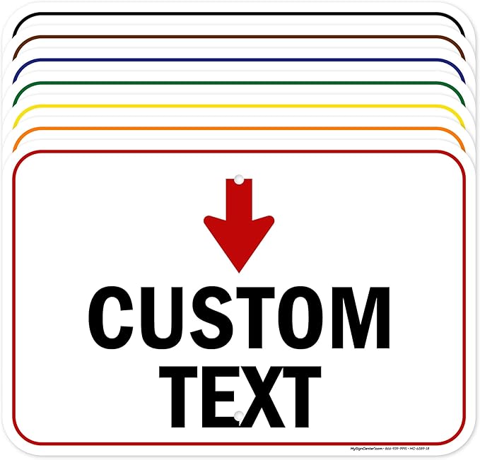 Custom Arrow and Directional Sign, Down Arrow, 12x18 Inches, Rust Free .063 Aluminum, Fade Resistant, Made in USA by My Sign Center