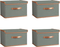 Tuza 4 Pack Storage Bins with Lids, Collapsible Closet Organizer Container, Fabric Organizer Box with Handles, Decorative Storage Boxes with Lids for Organizing Clothes, Blanket, Grey, Extra Large