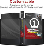 COMIX Sturdy 3 Ring Binder 1 inch with Clear View Cover, 1" Round Ring View Binder, PVC-Free, 200 Sheets Capacity of US Letter Size Paper, Office ＆ School Supplies, 6 Pack (Black)