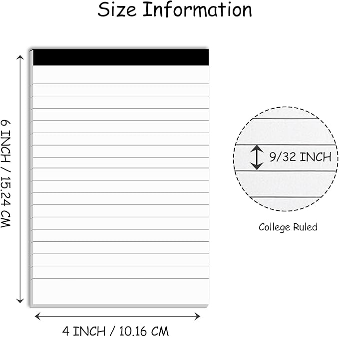 Nichela Notepads Bulk for Daily Planning and Organization of Work – 4 x 6-inches Ruled Pages – Thick Bright White Paper – 30 Pages – Note Pads College Ruled – Pack of 20