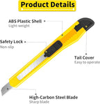 DIYSLEF Knife 16-Pack Box Cutter Retractable, Box Knife Perfect for Home, Office Use, Small 9mm Snap-off Blades Utility Knife for Cardboard, Cartons, Disposable Box Cutters Bulk for Work