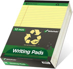 KAISA Legal Notepads 8.5"x11.75"，12pads note pads office supplies Recycled Paper 8.5"x11.75" Wide Ruled 50 sheets Hard Back Notepads 8-1/2"x 11-3/4" Writing Tablet Canary For Office Supplies (Pack of 12) KSU-5668