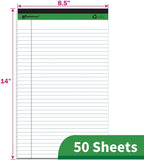KAISA White Legal Pads Writing Pads Recycled Paper, 8.5"x14" Wide Ruled Lined Paper Perforated 50 sheets Hard Back Notepads Large Legal Pad Writing Tablet For Office Supplies (White 12pads)
