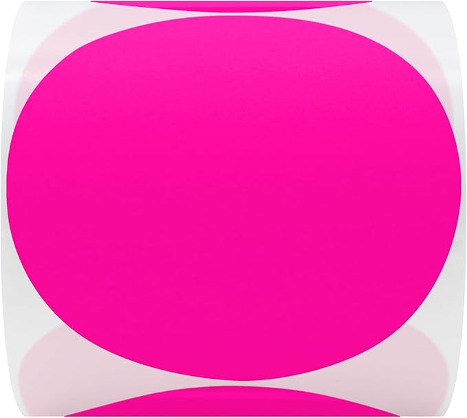 Hybsk Round Color Coding Circle Dots Labels Warehouse Inventory Organizer Stickers (4 inch, Fluorescent Pink)