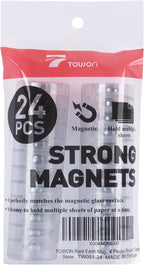 TOWON Rare Earth Magnets Large, Strong Magnets for Glass Whiteboard and Dry Erase Board, 24 Pieces Round Clear