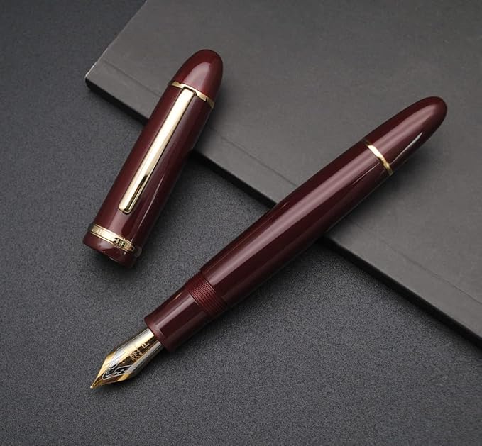 JINHAO X159 Fountain Pen (F Nib 0.5mm, Wine Red with Gold Clip)