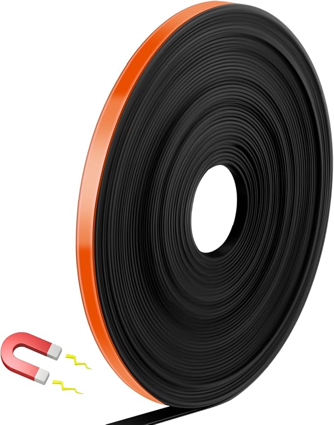 AmazingSpark Magnetic Tape Roll Thin Strips, 0.39 Inch x 33 Feet Magnetic Board Dividers Whiteboard Graphic Decorative Tape Marking Line for Classroom Office Art Accessories(Orange)