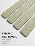Fluxynara Cork Board Alternative Felt Strip Board 8-Pack 13"x2", Office Pin Board with 50 Push Pins, Adhesive Install for Bedroom Door & Home Office(Sage)