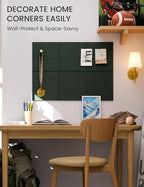 Fluxynara Felt Bulletin Board Tiles -28"x18" Cork Board Alternative for Office Decor, Push Pin Board Wall Organizer 6-Pack -Pine Green
