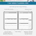 Planner Pad Spiral Bound 3-Tier Funnel Down 12 Month Organizer, October 2025 – September 2026, Black Cover/Black Ink, 8 1/2" x 11"