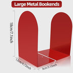 Lulonpon 8 Pieces Book Ends, Bookends, Books Stand, Metal Bookend for Shelves, Red Book Ends for School, Library, Desktop Organizer
