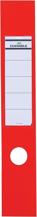 Durable 809003 Ordofix Self-Adhesive Spine Labels for Lever Arch File - Red, Pack of 10