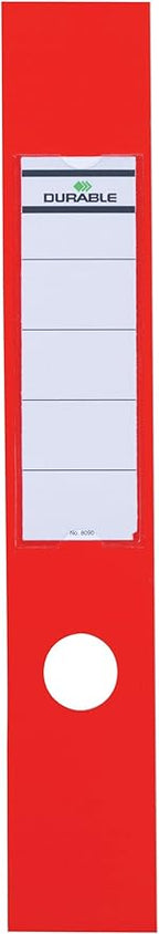 Durable 809003 Ordofix Self-Adhesive Spine Labels for Lever Arch File - Red, Pack of 10